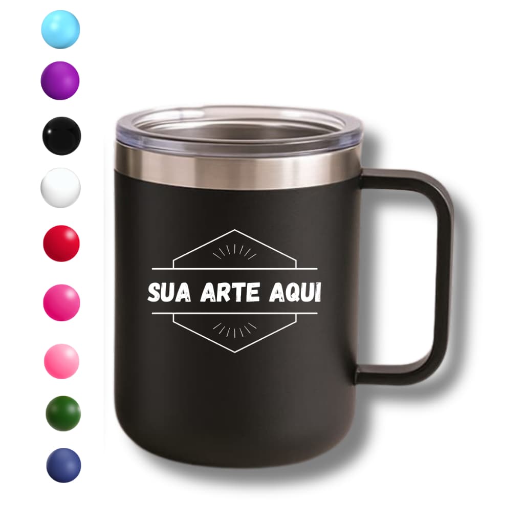 Caneca térmica personalizada com tampa 350ml aço inox  dupla camada gravação a laser imagens nomes logo