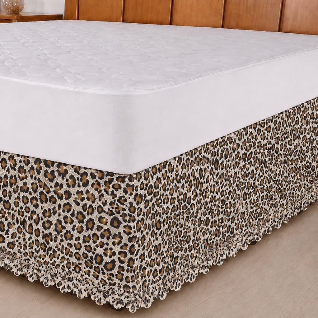 Saia Cama Box Colchobox ONÇA Solteiro e Casal Estampada Onça Tecido Premium Toque Macio