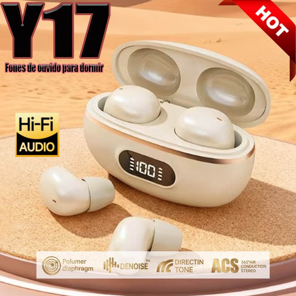 Novo Y17 Mini Fones de Ouvido Ultracompactos para Dormir, Sem Fio, Bluetooth, Intra-auriculares