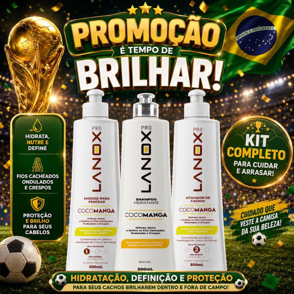 Kit Cachos Coco Manga Shampoo Ativador Mousse 500ml
