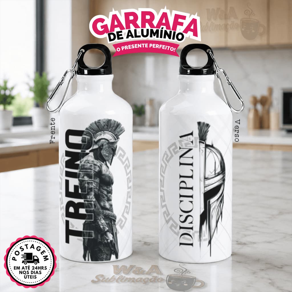 Garrafa de Alumínio para Treino Academia 600ml Acessório Personalizado Musculação Garrafinha de Água