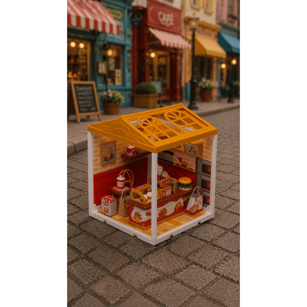 Brinquedo Miniatura de Montar – Lanchonete e Cafeteria com Acessórios Diversão Infantil