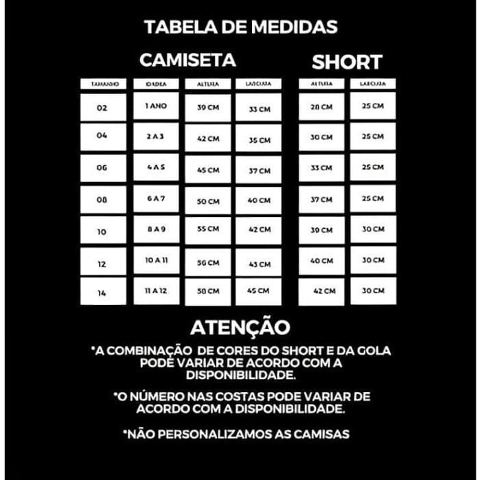 Kit Conjuntos Infatil de Times Internacionais do 06 ao 14