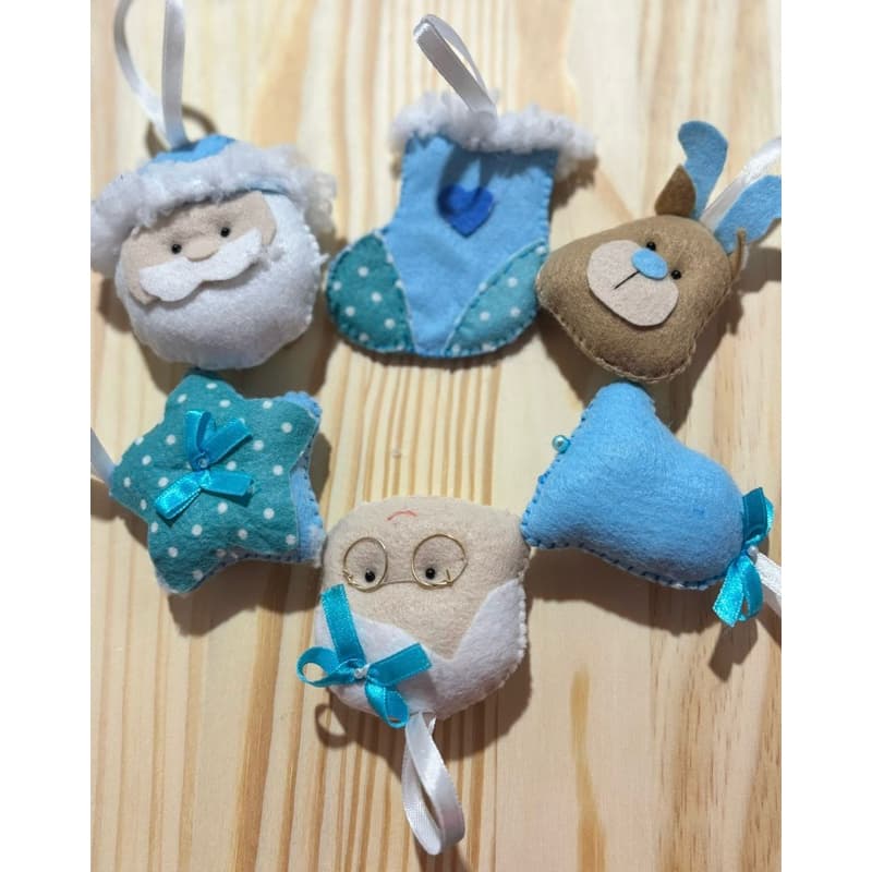 kit enfeite pingente Natal Feltro azul bebê