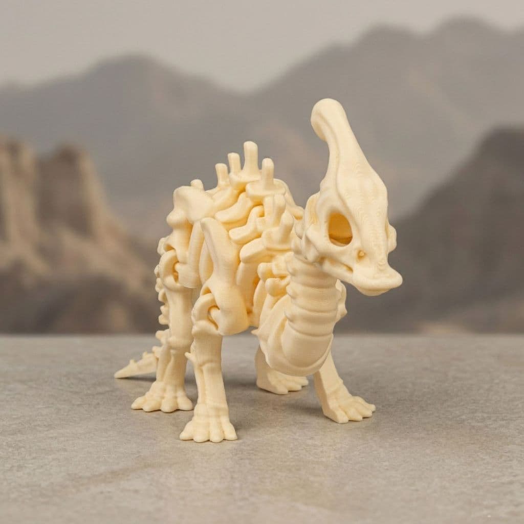 Esqueleto Dinossauro Articulado Parasaurolophus Colecionável em Impressão 3D