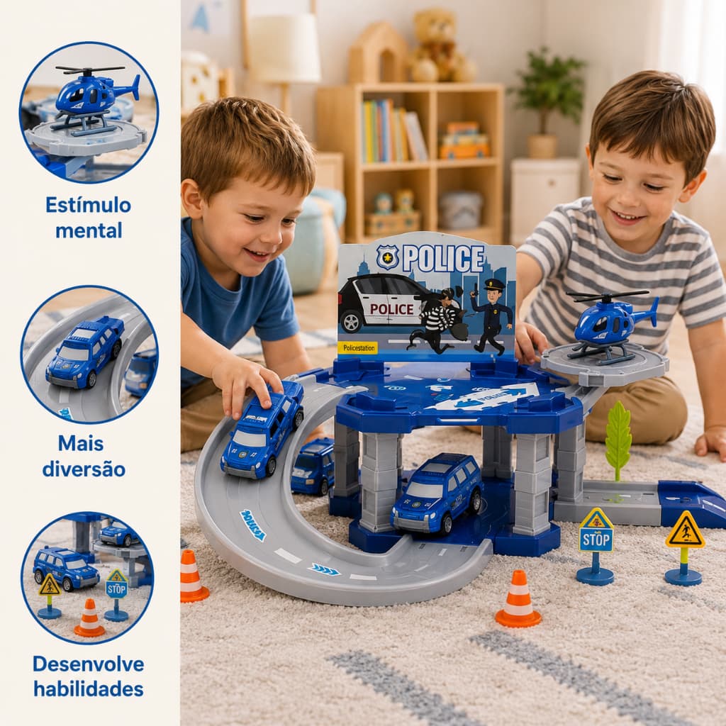 Brinquedo Pista Estação Infantil Conjunto Educativo Montável Criatividade Coordenação Motora Menino