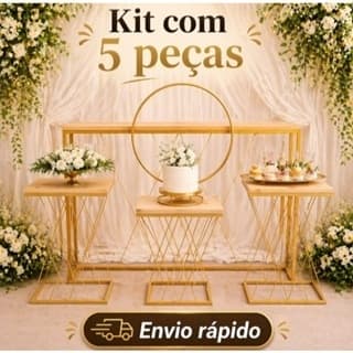 Kit de Mesa Quarteto Cruzada Treliça + Arco de Mesa com 5 Peças Decoração Festa Eventos Aniversários Casamento