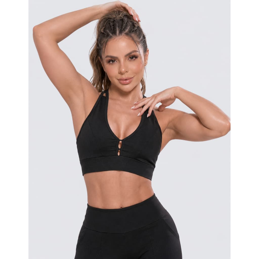 Top Academia Alta Sustentação Fitness Sem Bojo Liso Casual