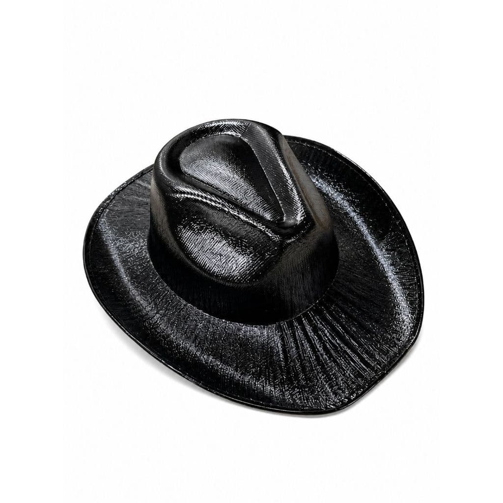 Chapéu Holográfico Cowboy Country Preto Unissex Fantasia Carnaval Rodeio São João