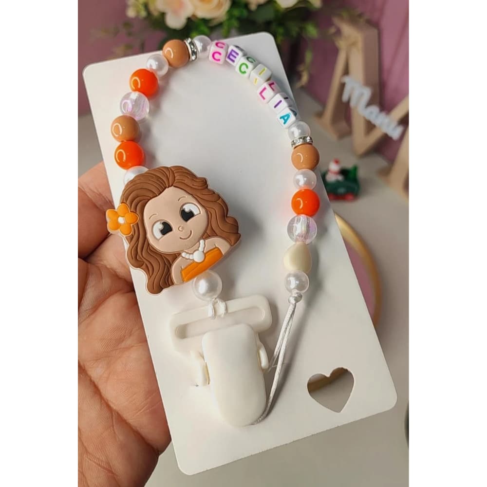Prendedor de Chupeta Personalizado Moana, prendedor de bico infantil Moana, chupeta baby Moana ,chupeta para crianças