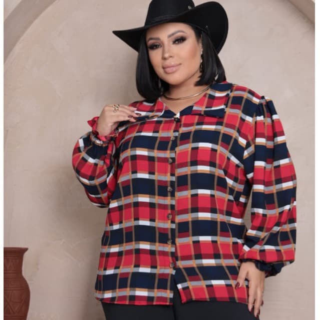 Camisa Xadrez Feminina Plus Size G2 G3 Festa Junina