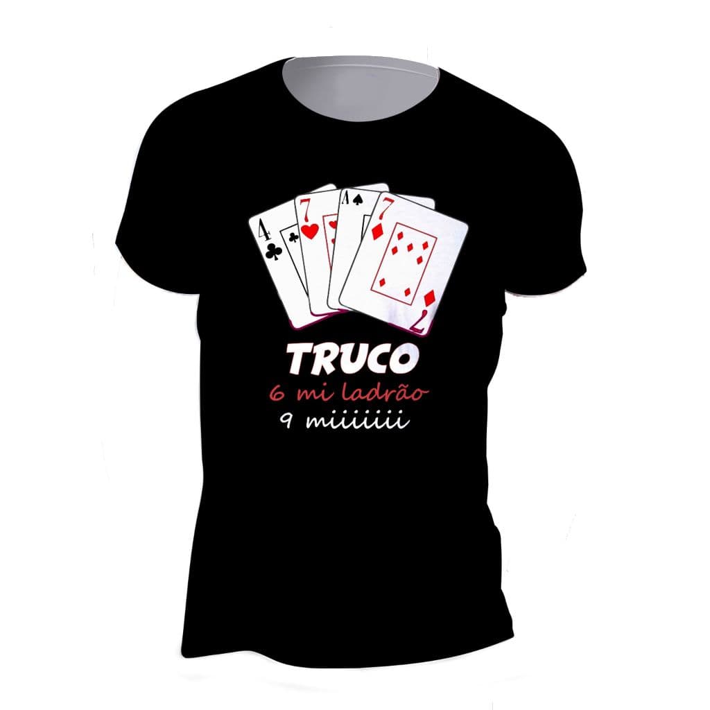 🌟Camiseta Criativa Truco Mineiro Seis mi Nove Doze Zap 7 de Copas Espadilha 7 de Ouros Manilha Jogo