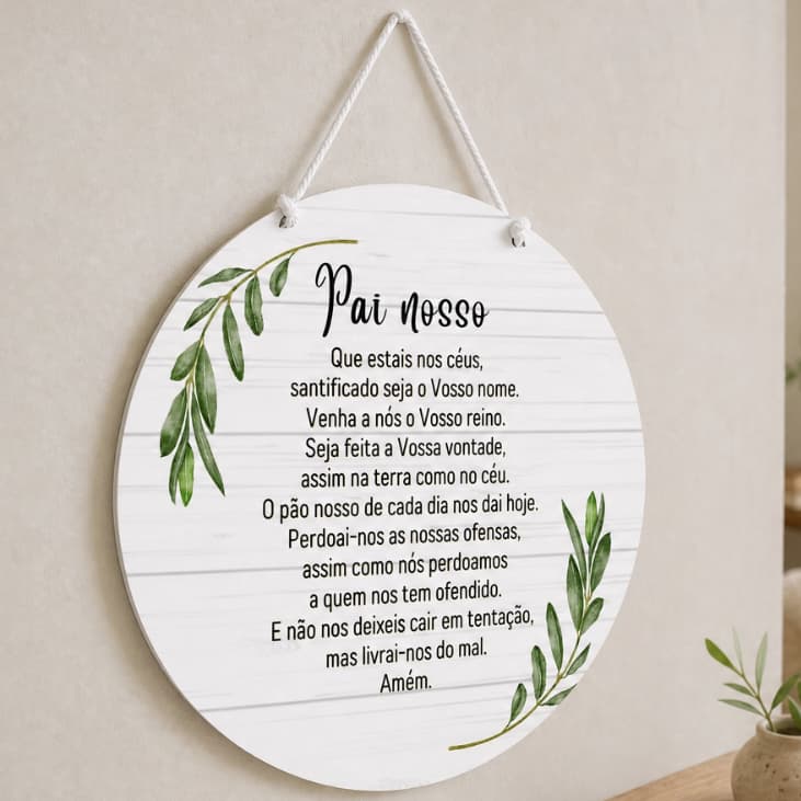 Enfeite Porta Entrada Em Mdf Casa Decoração Oração Pai nosso