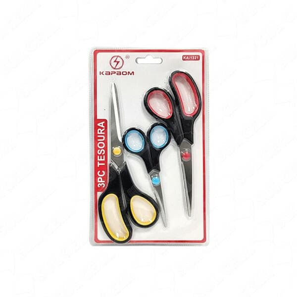 Kit 3 Tesouras Profissionais Corte Preciso Costura, Tecido, EVA e Papel Alta Qualidade