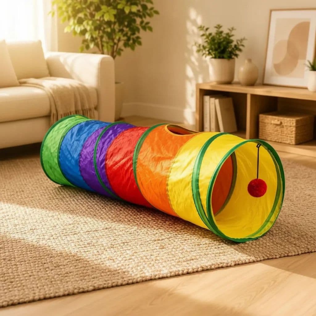 Túnel para Gato Pets Brinquedo Interativo com Bolinha 1,15M