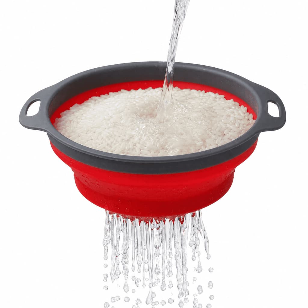 Peneira Escorredor Silicone Dobrável Redondo Arroz Macarrão Cozinha Eficiente Prática Resistente