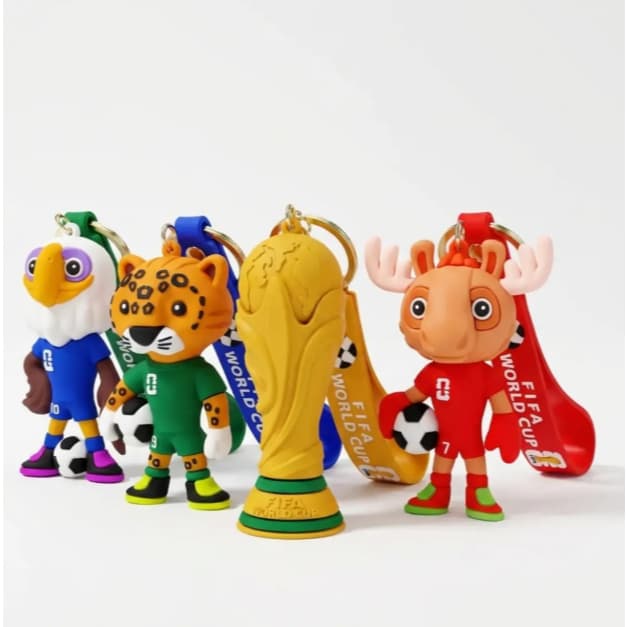 Kit 4 Chaveiro Mascotes Copa 2026 Maple, Clutch,  Zayu - Emborrachado Alta Qualidade Lembrança Torcedor