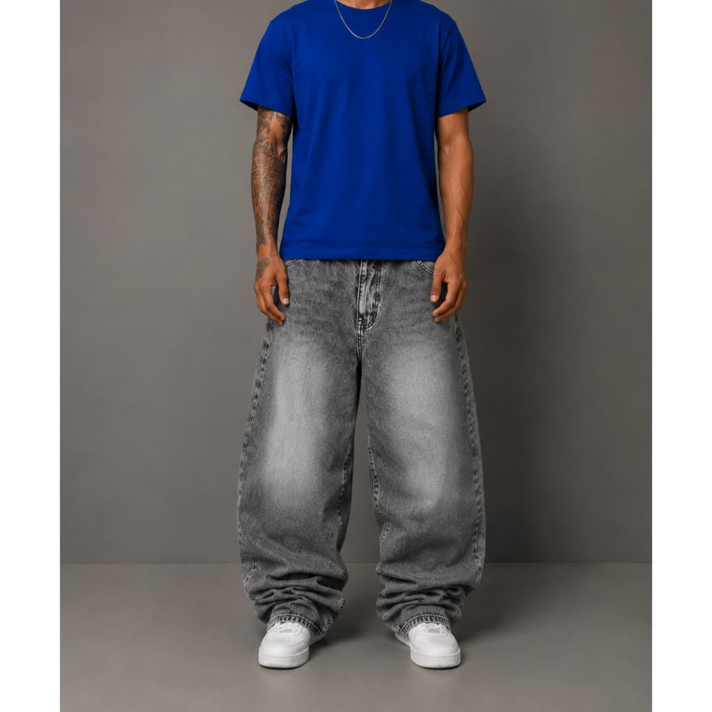 Calça barrel dazzling jeans 100% algodão balão masculina extra larga