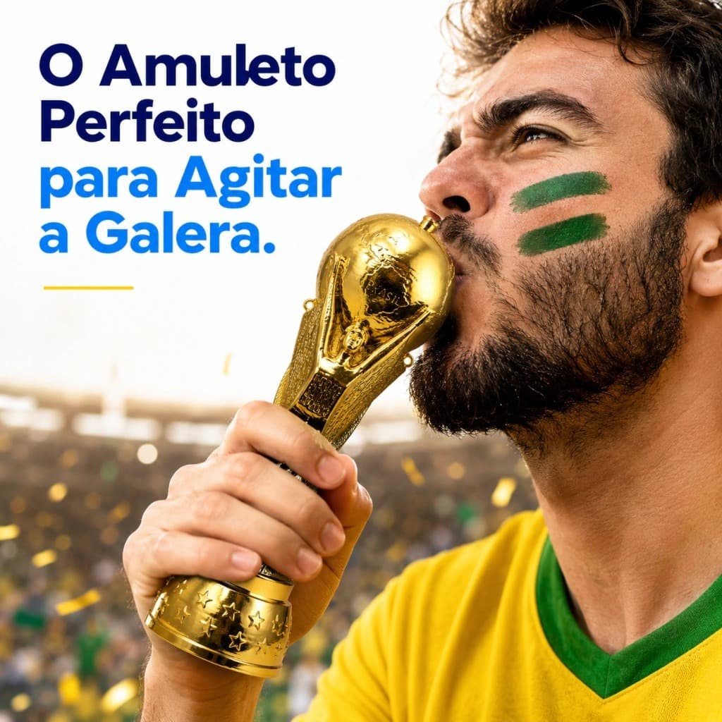 Taça Réplica Copa Do Mundo Com Apito Barulho Torcida Dourada Troféu Brasil Enfeite Premium