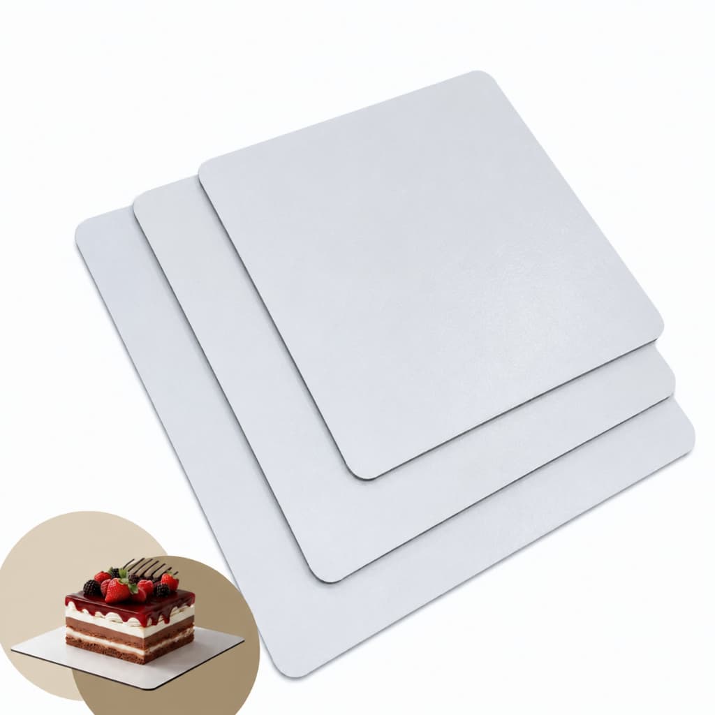 Kit 5 Cake Board Quadrado Em Mdf 3mm - Base Para Bolo Confeitaria + Chaveiros Brinde