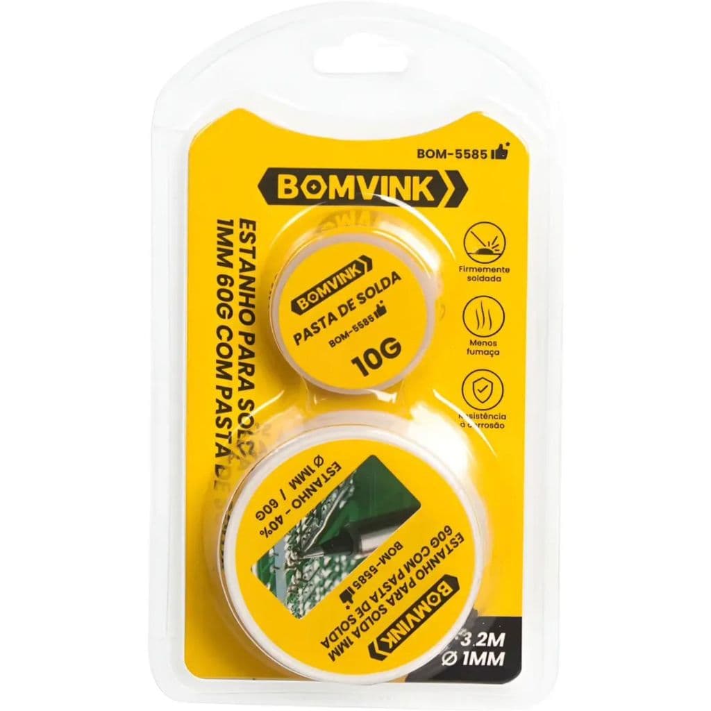 Kit Estanho para Solda 60g + Pasta de Solda 10g Bomvink BOM-5585 Eletrônica Reparos