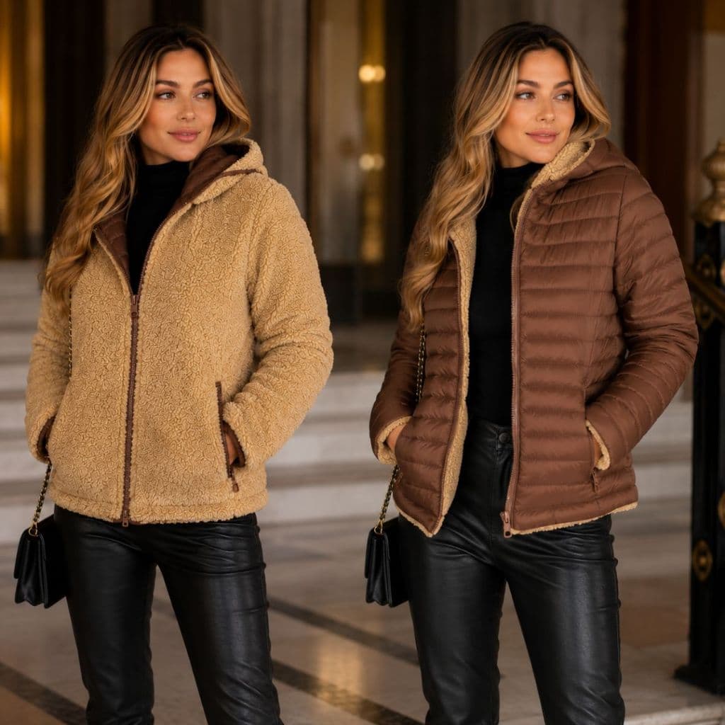 Jaqueta Dupla Face Feminina Elegante Premium Moda Inverno