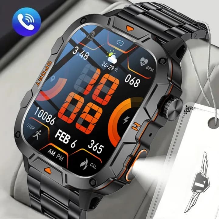 Relógio inteligente masculino bluetooth chamada lanterna à prova dwaterproof água 100 + esportes 420mah pressão arterial