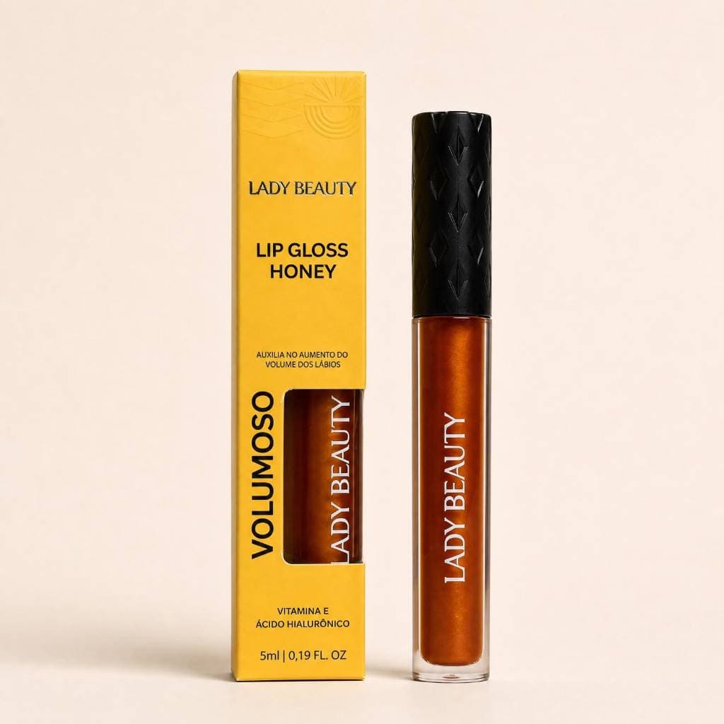 Lip Gloss Lady Beauty Honey Efeito Aumento Labial Ácido Hialurônico Vitamina E Gloss Labial