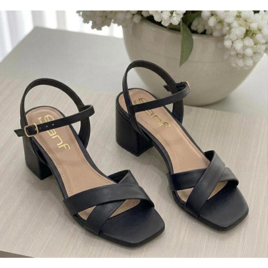 Sandália Feminina Sanf Salto Bloco Baixo 4cm Grosso Confortável Quadrado Moda Verão Tendência 2026