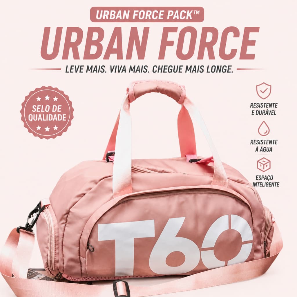 ROSA - T-6 - Bolsa Esportiva Multifuncional  2 em 1 para Academia e Viagem Alta Durabilidade