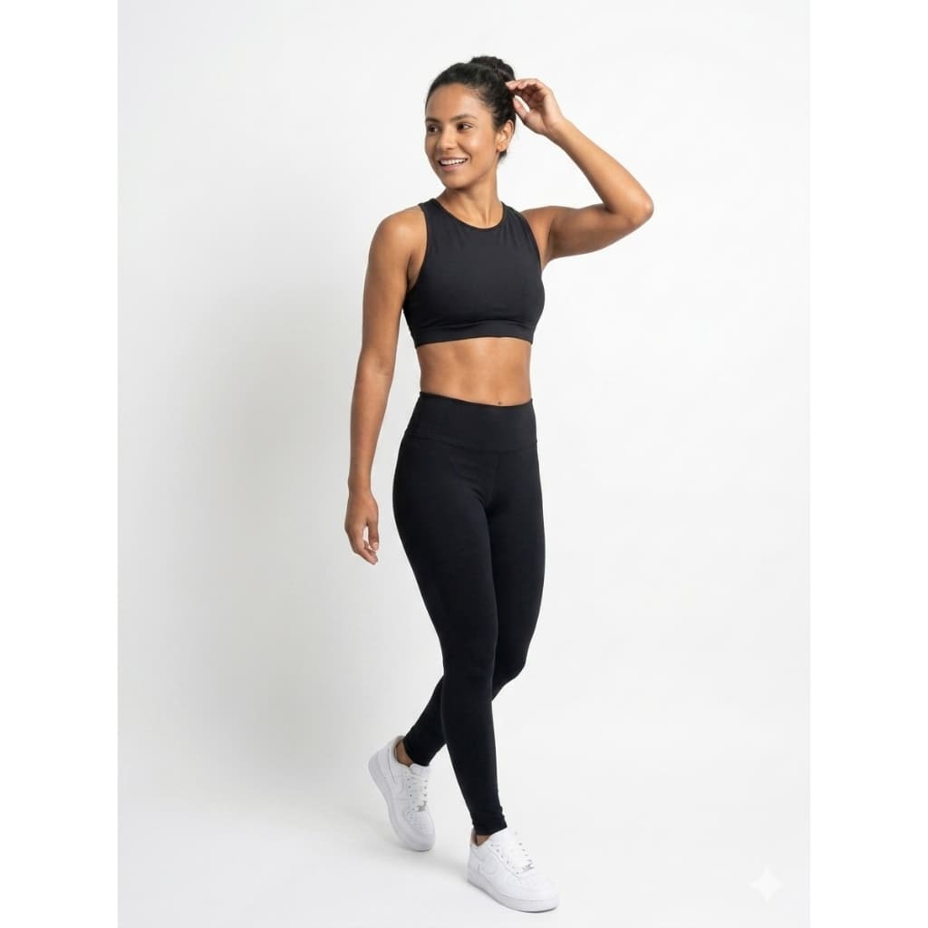 Conjunto Calça Legging E Top Para Academia Zero Transparência