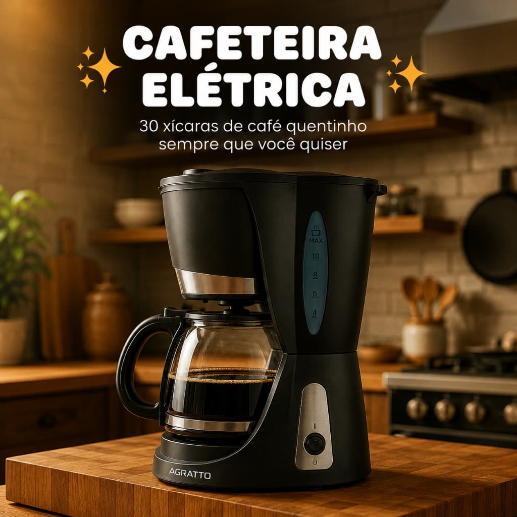 Cafeteira Elétrica Jarra de Vidro Cafeteira Rende 30 Xícaras 220V Cafeteira Agratto Mantem Aquecido