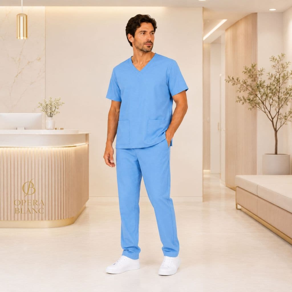 Scrub Masculino – Conjunto Hospitalar | Pijama Cirúrgico Profissional Tecido Alfaiataria c/ Elastano