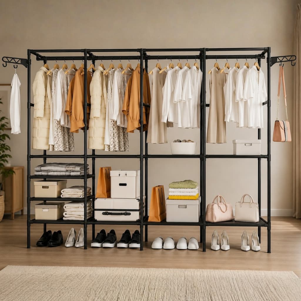 Guarda Roupa Portátil com Cabideiro Arara Sapateira Organizador Multiuso para Roupas