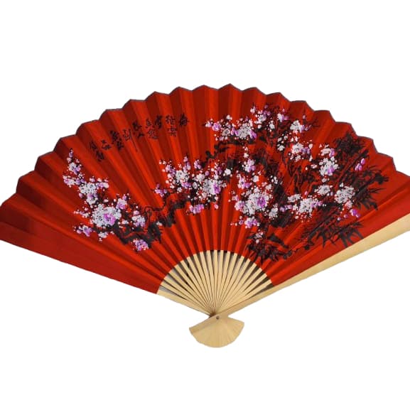 Leque Grande DECORATIVO SAKURA BAMBUZAL CEREJEIRA VERMELHO Restaurante Casamento Japonês Festa