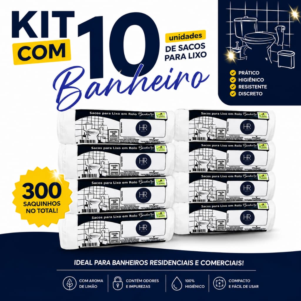Saco para banheiro kit com 300 unidades