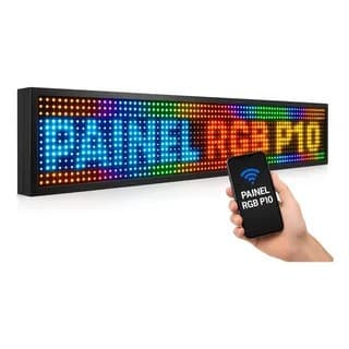 Placa Painel Letreiro Propaganda 100x20Cm Totem Comercial Letras  Escolha Por Cores App Wifi
