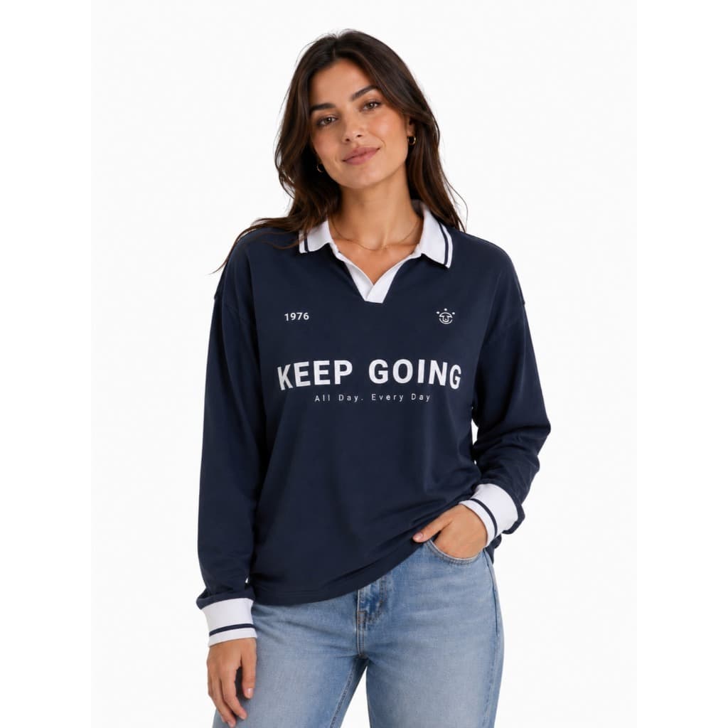 Casaco Moletom Feminino Adulto Gola Polo Manga Longa Frente Estampada