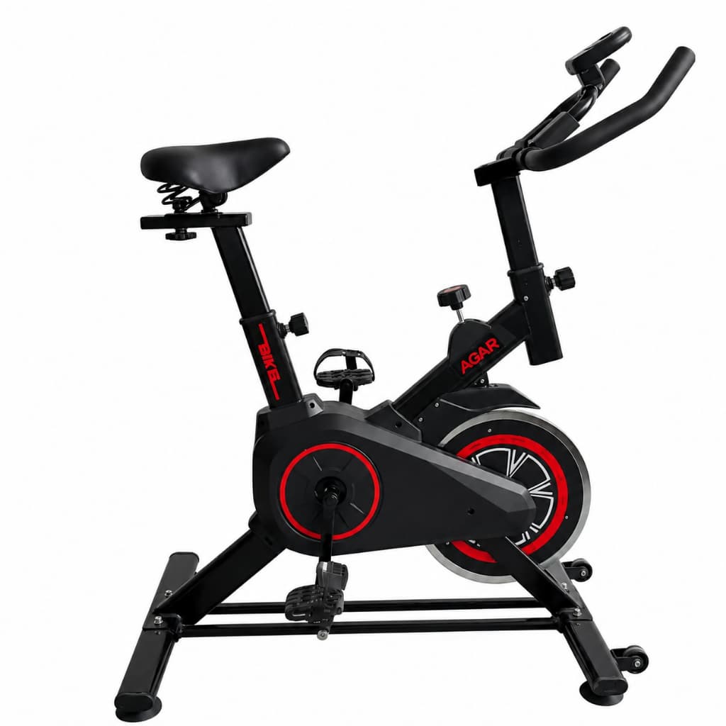 Bike AGAR Spinning para Treino em Casa 120 Kg Preto com Vermelho Ergométrica