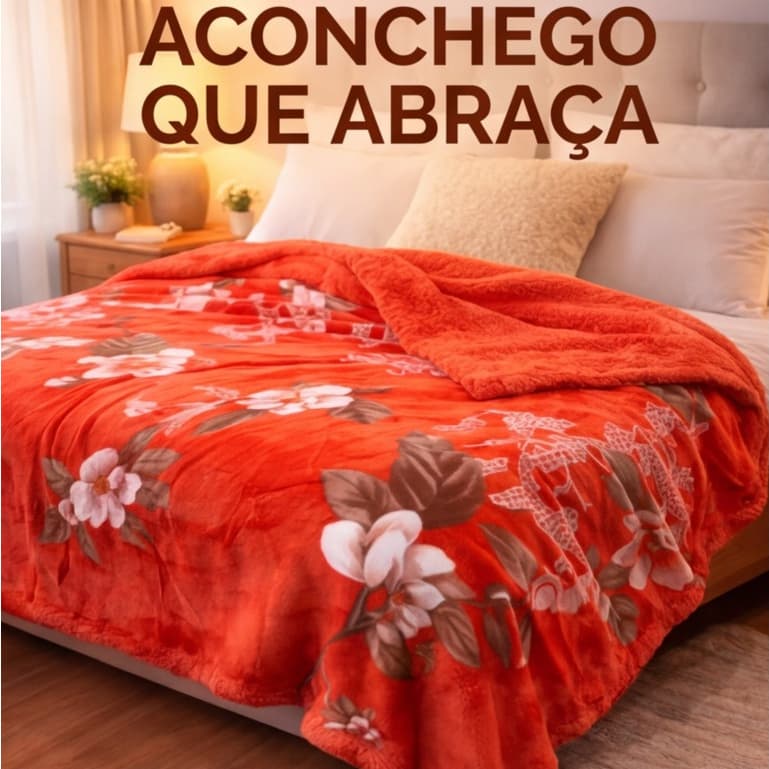 Manta Overrera Estampada Floral Casal Super Macia e Confortável