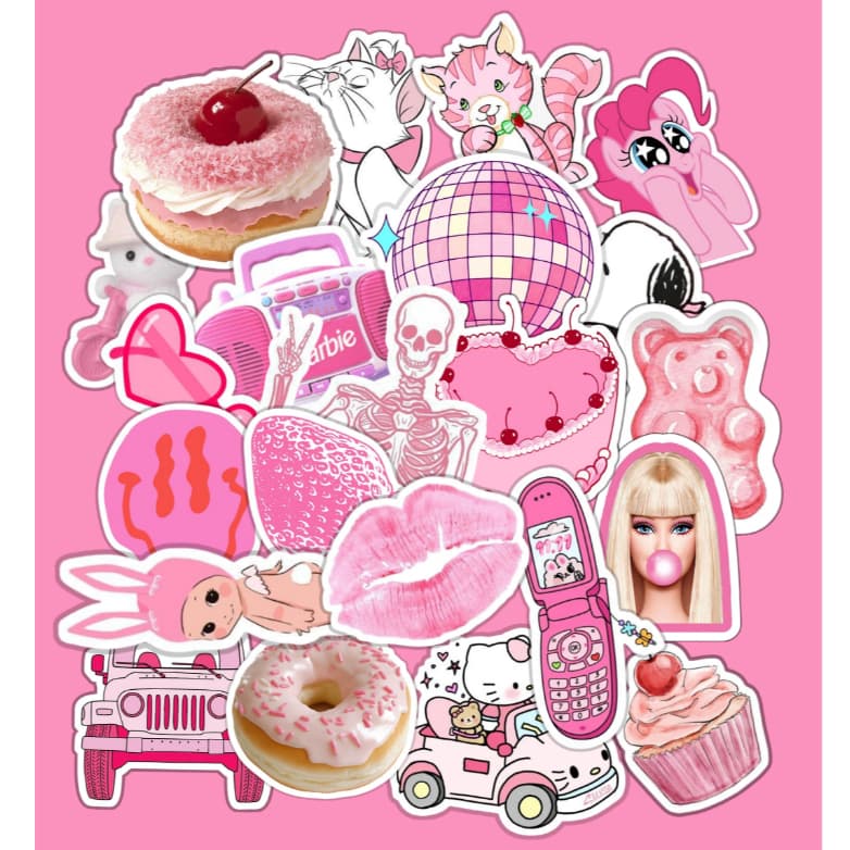 Adesivos Pink Barbiecore Rosa Aesthetic Para Kindle, Journal, Colagem, Diário, Scrapbook