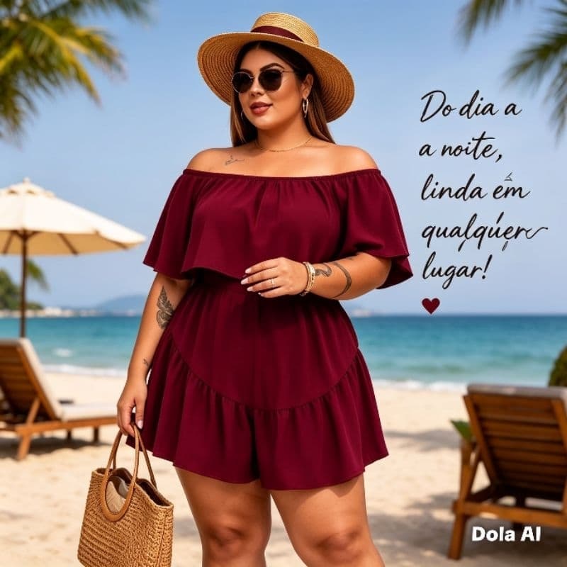 Macaquinho Plus Size Copa 2026 Verde Amarelo Ombro a Ombro Torcida Brasil Short Saia Duna G1 G2