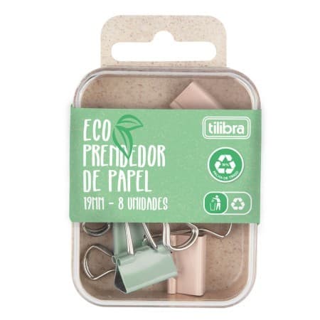 PRENDEDOR DE PAPEL BINDER ECO 19MM - 8 UNIDADES TILIBRA