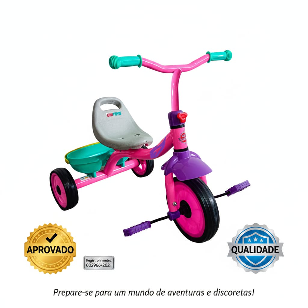 Triciclo Infantil Rosa criança bicicleta livre diversão aprender alegria regitro inmetro 002966/2021
