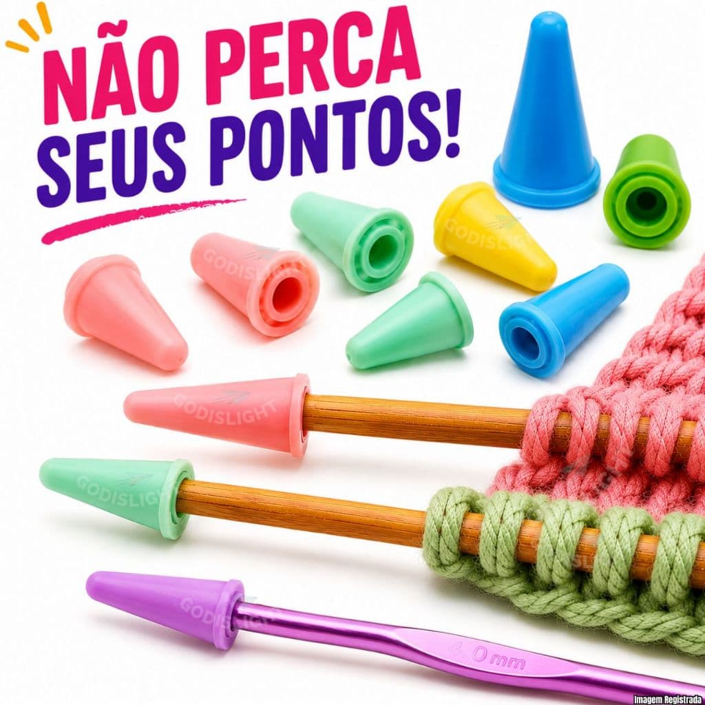 Protetor de Ponta para Agulha de Tricô e Crochê Silicone Flexível Cores Sortidas Costura Capa Magica