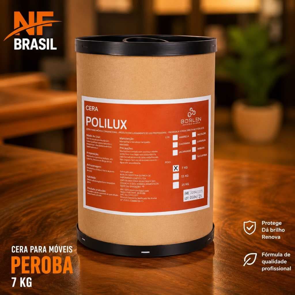 Cera Pasta Madeira Peroba Brilho Demolição Polilux 7 Kg