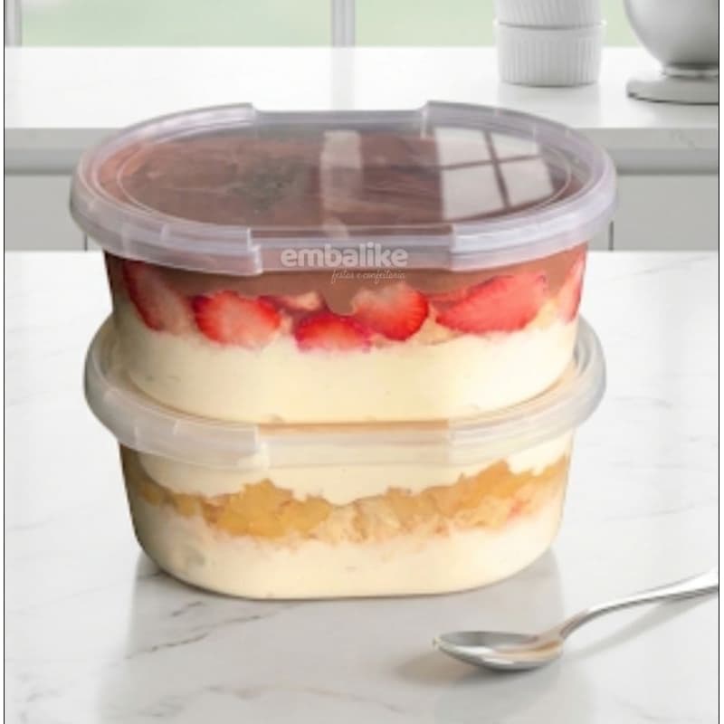 Kit 30un Pote Sorbet 1000ml Com Tampa Forneavel BPA Free Sobremesas Sorvetes Freezer e Microondas