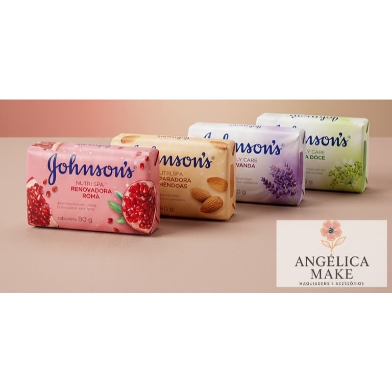 Kit Sabonetes Johnson's Sortidos 80g | Nutri Spa Romã, Amêndoas, Lavanda e Erva Doce | 4 Unidades