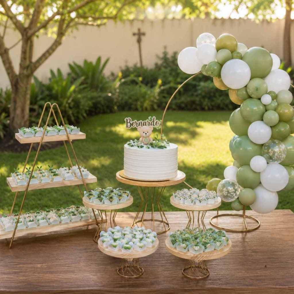 Kit Decoração Festa 7 Peças + Arco em Ferro Dourado Luxo