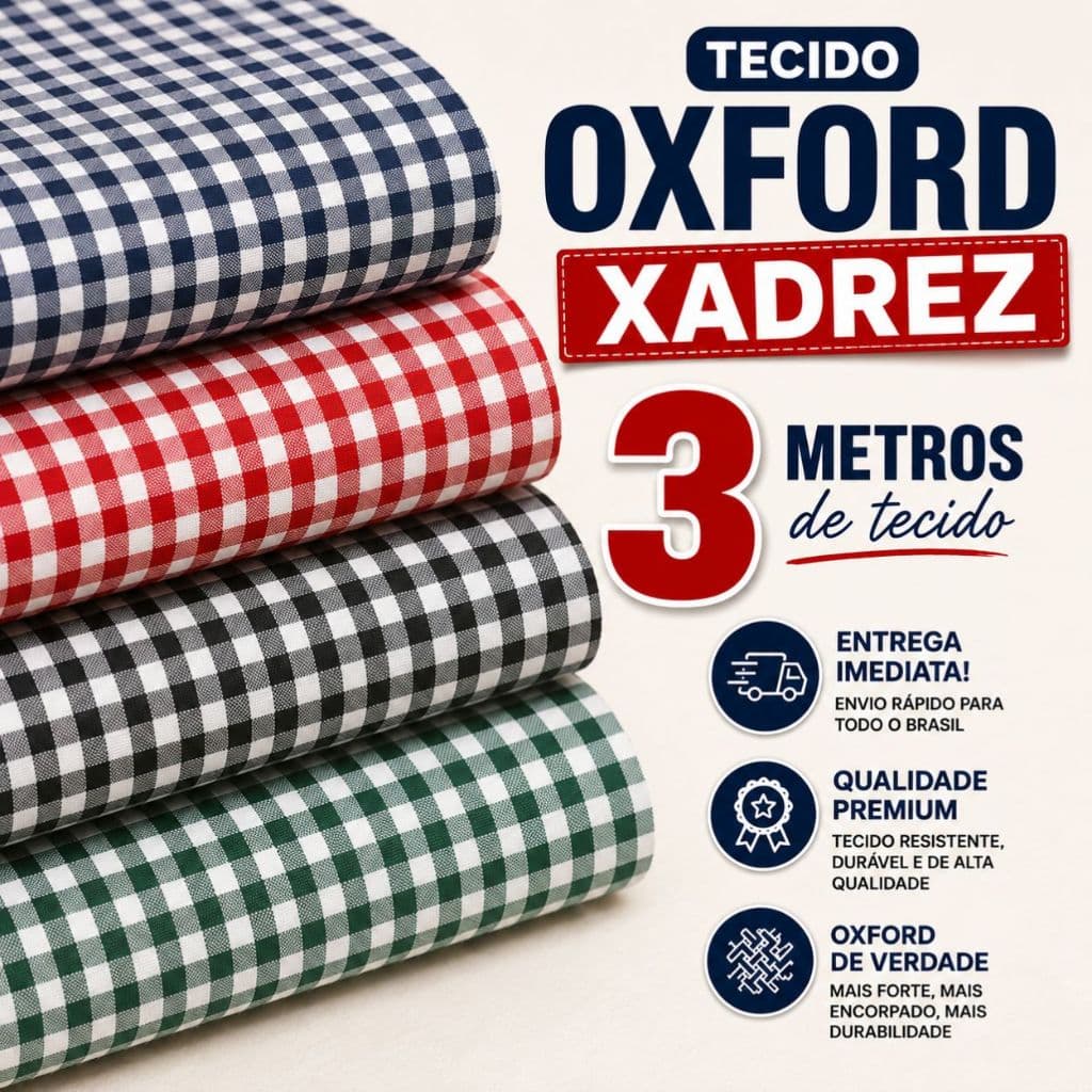 3 Metros Tecido Oxford Xadrez Listras Pequenas Macio Várias Cores